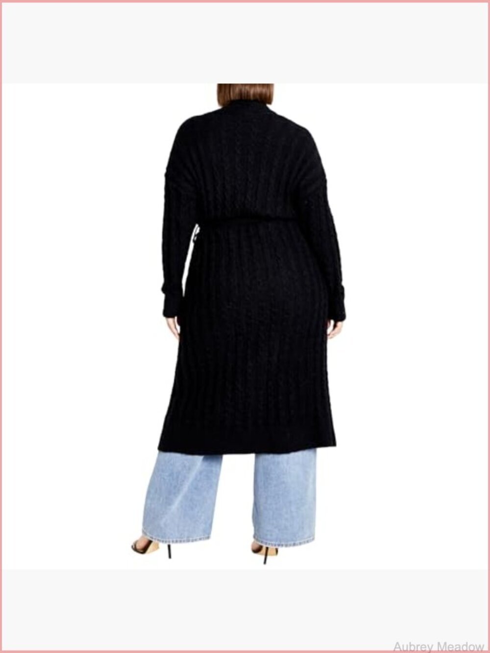 Plus Size Fluffy Chunky Knit Cardigan with Belt